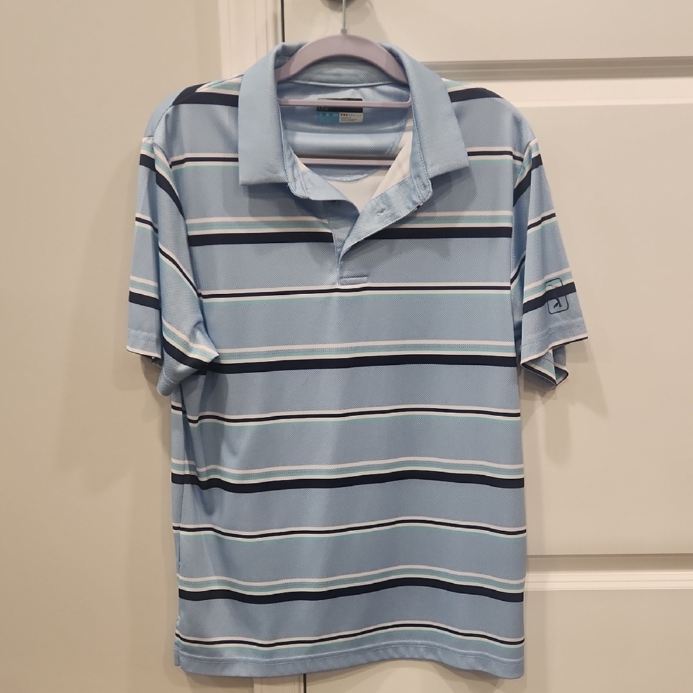 PGA Tour Blue Polo Shirt with Classic Stripes